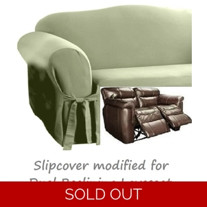 Dual Reclining LOVESEAT Slipcover Sage Green Cotton Sure Fit Cover